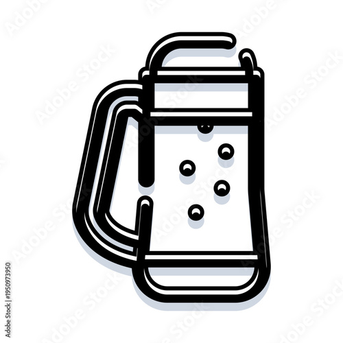 Beer mug illustration featuring a clear glass filled with a bubbly beverage, creating a modern icon for bars, pubs, breweries, and celebrating various social events