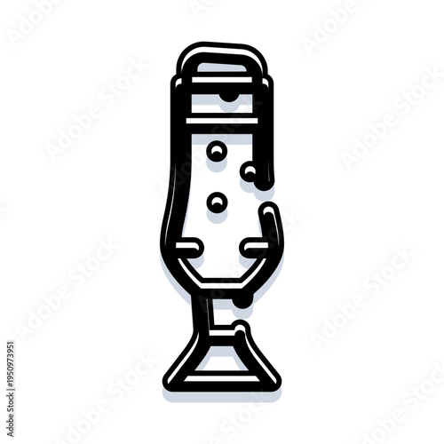 Studio microphone on a stand capturing clear audio for podcasts, voiceovers, broadcasting and online content, minimal black and white line art symbolizing media production