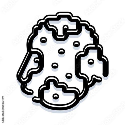 Cookie vector outline icon depicting a delectable chocolate chip dessert, representing concepts of snack food, sweet treats, indulgence, and delicious baking