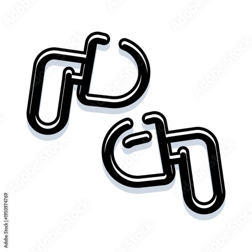 Handcuffs in a graphic illustration style with thick outlines and shadow, conveying concepts of crime, justice, arrest, security, police, and legal consequences