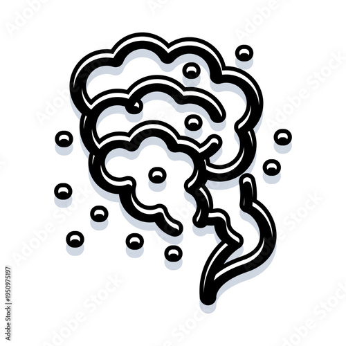 Industrial smoke cloud line art icon representing air pollution, climate change, and environmental impact with harmful gas and carbon emissions creating smog