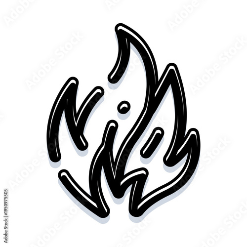 Burning stylized flame illustration portraying heat, energy, and passion, ideal for conceptual designs, minimalistic branding, or any graphic requiring a spark