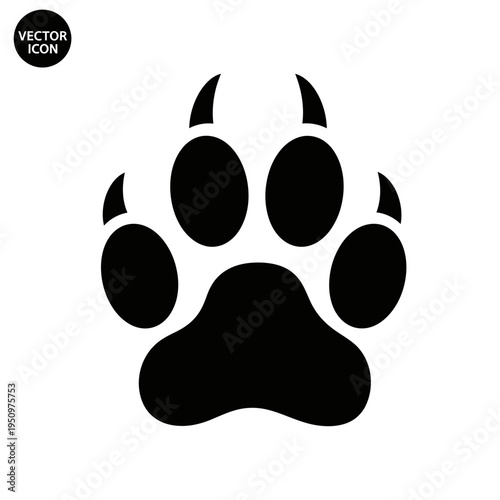 Black bear paw print icon symbol.