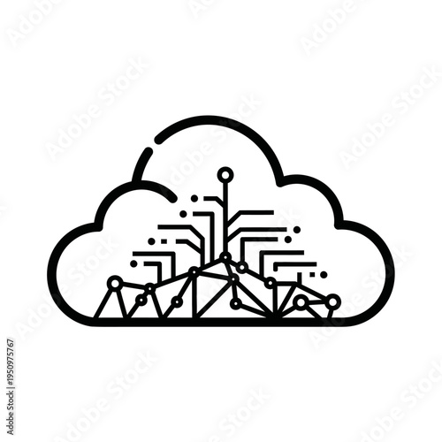 Cloud computing network technology icon.