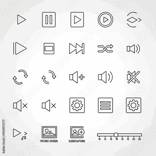 Collection of media control icons.