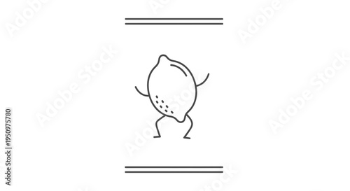 Dancing Lemon Character with Arms Raised, Fun Fruit Illustration