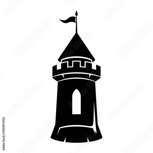 Black silhouette of a castle tower.