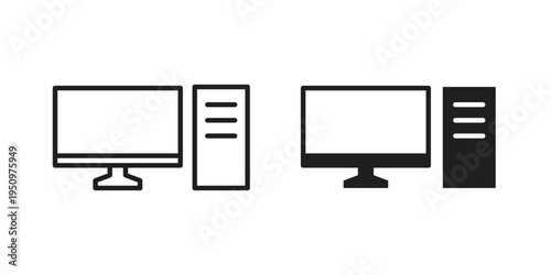Desktop computer icon for web apps, mobile apps. Graphic element illustration