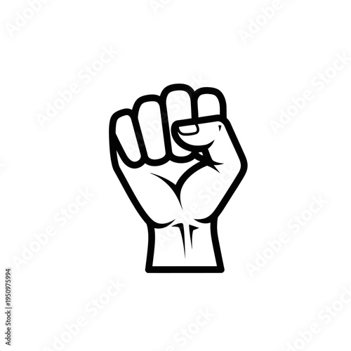 Raised Fist Hand Gesture Symbol.