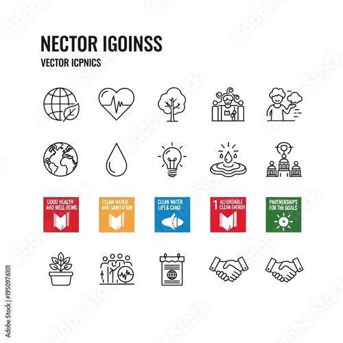 Vector icons for sustainable development goals.