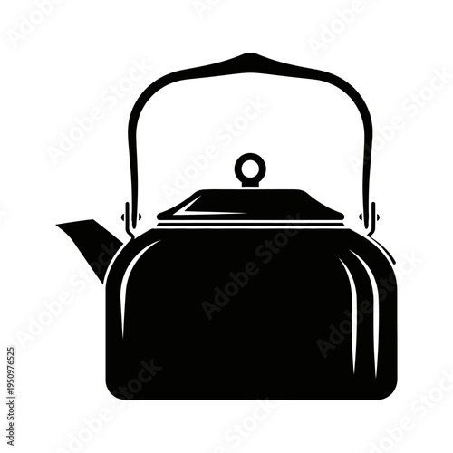 Black Kettle with Handle and Spout.