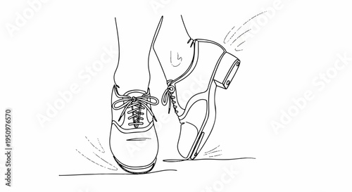 Person wearing sneakers running or dancing energetically on white background with motion lines