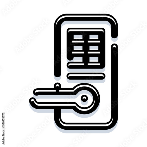 Smart lock vector icon showing an electronic keypad and door handle combo, representing modern keyless security, access control, home automation and digital entry protection