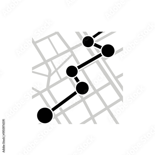 Black molecular structure model graphic.
