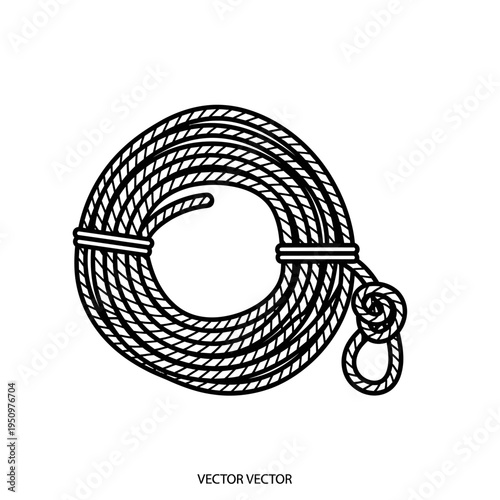 Coiled rope with looped end detail.