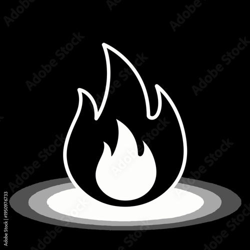 Flame icon with white outline burning.