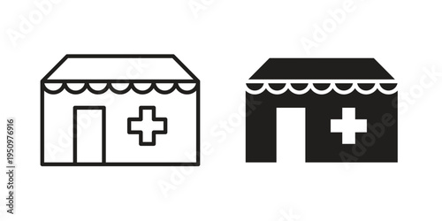 Drugstore icon for web apps, mobile apps. Graphic element illustration