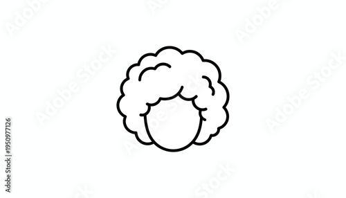 Afro Hairstyle Icon, Curly Hair, Black Silhouette, Retro Style