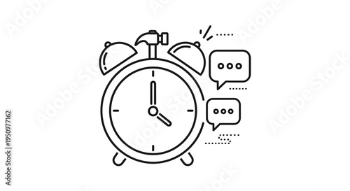 Alarm Clock with Speech Bubbles, Time Management and Communication Concept Icon