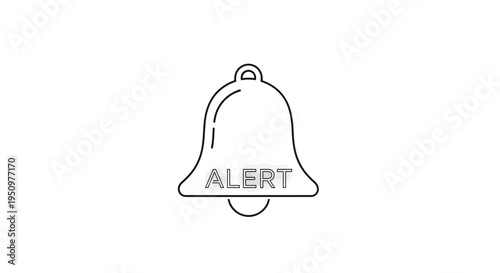 Alert Bell Icon, Notification Symbol, Ringing Alarm, Warning Sign, Simple Outline Graphic