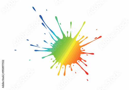 Vibrant multicolored ink splatter burst, a dynamic and expressive artistic concept conveying creativity and joy, perfect for design elements or abstract backgrounds with a lively graphic appeal