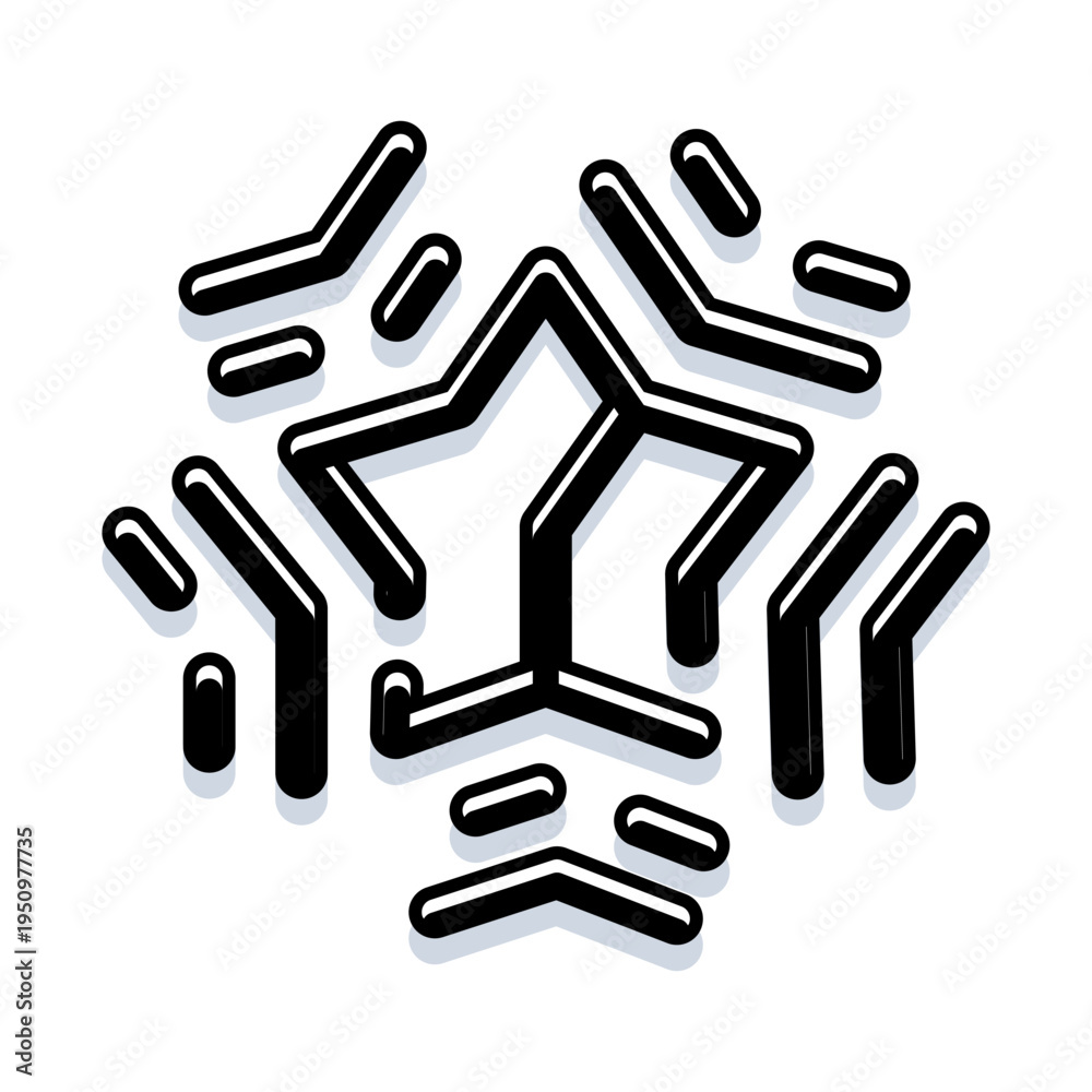 Fototapeta premium Abstract star like geometric shape creating a modern logo or icon for technology, innovation, progress, and various branding applications, featuring clean lines and a bold outline