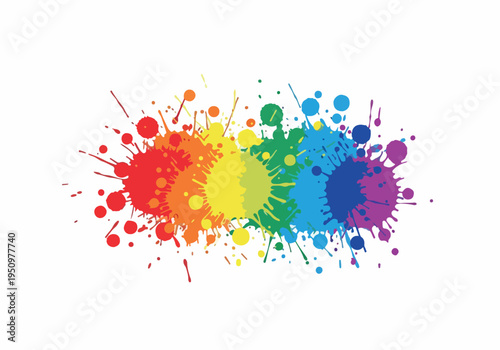Vibrant Rainbow Splatter Paint Effect - Abstract Colorful Burst of Joyful Hues