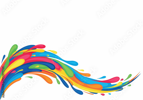 Vibrant and dynamic abstract splash design with a spectrum of vivid colors creating a flowing wave pattern, perfect for creative backgrounds and modern graphic concepts