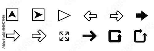 Collection of various arrow icons in different directions and styles