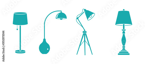 Simple vector set of 4 standing lamps for creative projects.