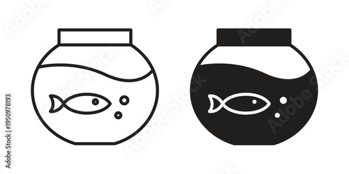 Fish bowl icon for web apps, mobile apps. Graphic element illustration