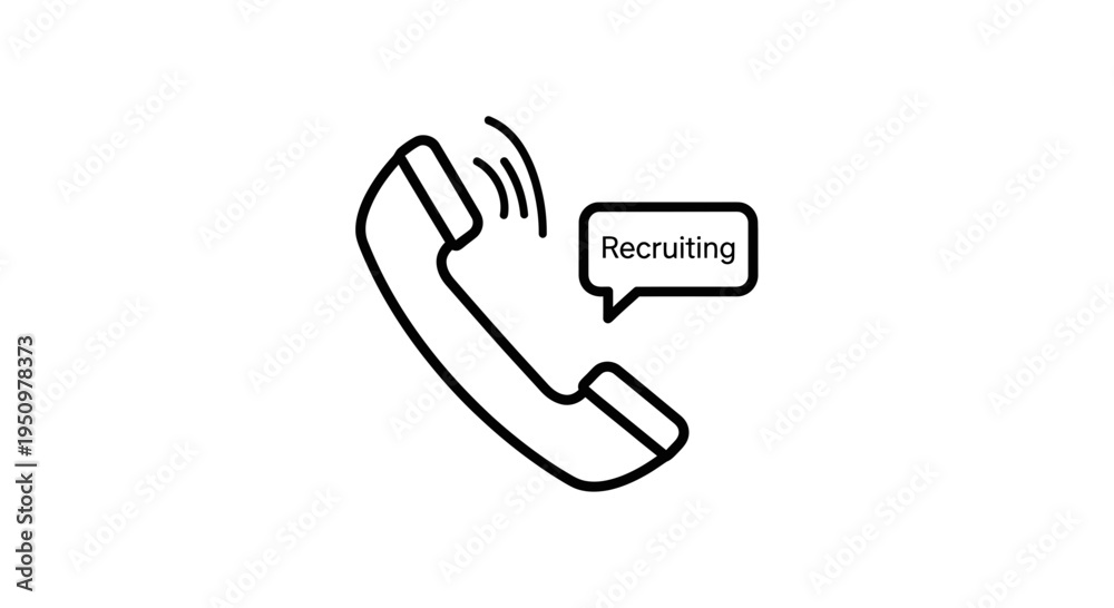 Fototapeta premium Recruiting Call Icon: Handset with Speech Bubble and 