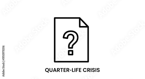 Quarter-Life Crisis Question Mark Icon on Document Paper, Concept of Uncertainty and Doubt