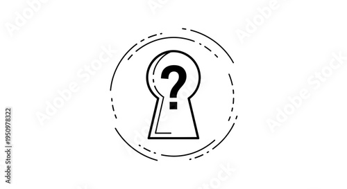 Question Mark Inside Keyhole Icon, Mystery and Unknown Concept