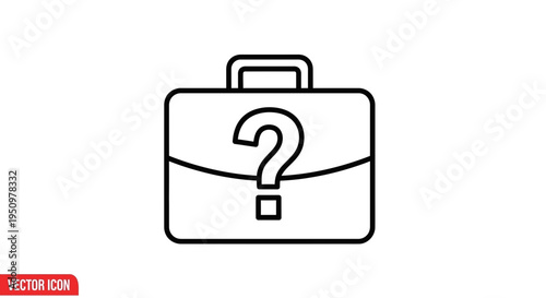 Question Mark on Briefcase Icon: Business Uncertainty, Unknown Opportunity, Career Choice Concept