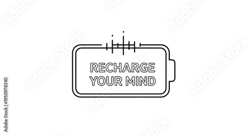Recharge Your Mind Battery Icon - Mental Energy and Focus Concept