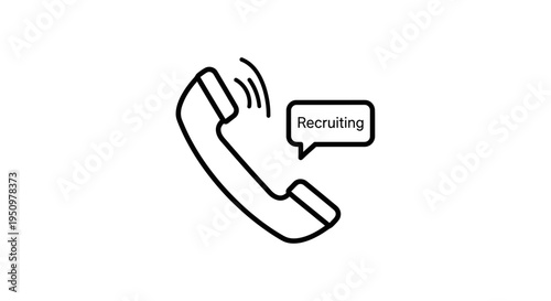 Recruiting Call Icon: Handset with Speech Bubble and "Recruiting" Text