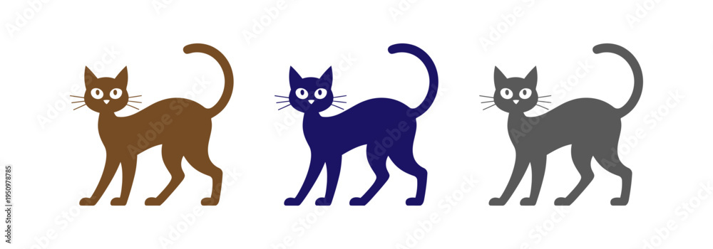 Obraz premium stylized cats with different fur colors walking