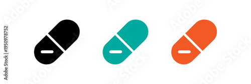 Set of differently colored capsule pills