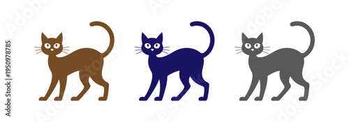 stylized cats with different fur colors walking