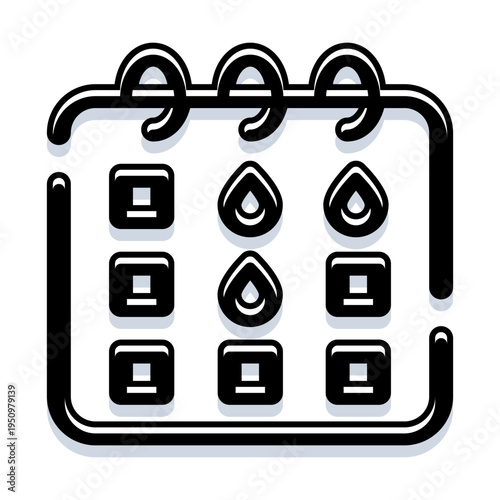 Calendar icon visualizing a period tracker, helping monitor the menstrual cycle, ovulation, and fertility for women's reproductive health and wellness planning