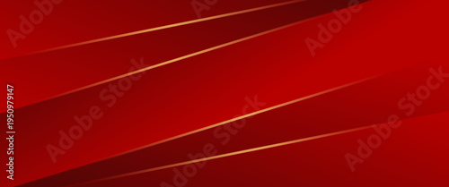 Abstract Luxury Red and Gold Background with Geometric Polygonal Layers and Golden Lines, Elegant Modern Vector Design for Premium Business Card, Invitation, and Banner Backdrop