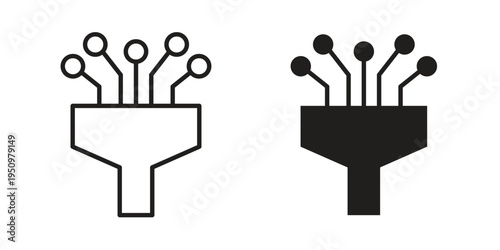Funneling data icon for web apps, mobile apps. Graphic element illustration