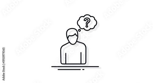 Person thinking with question mark in thought bubble, confusion, uncertainty, doubt, problem solving concept