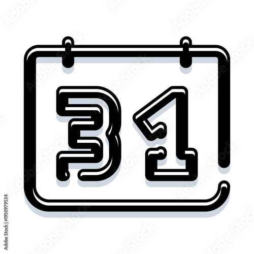 Calendar icon showing the number 31 on a single page, perfect for representing deadlines, important dates, month end, or marking special occasions and appointments