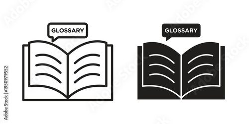 Glossary icon for web apps, mobile apps. Graphic element illustration