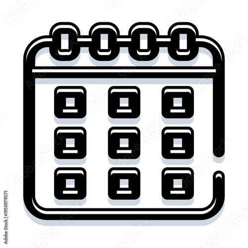 Calendar icon presenting a digital visual for organizing appointments, events, and important dates, useful for personal time management and professional planning