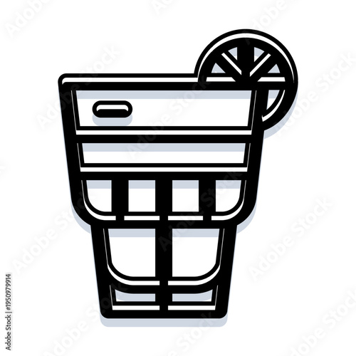 Cocktail glass with an orange or lime slice illustrating a refreshing alcoholic or non alcoholic beverage, perfect for bars, restaurants, or summer drink concepts