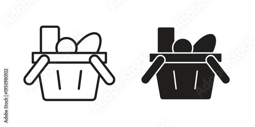 Grocery basket icon for web apps, mobile apps. Graphic element illustration
