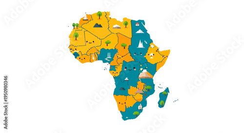 Africa map illustration, vector style graphic, travel and geography concept